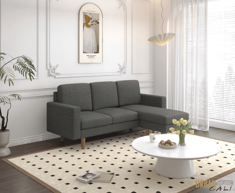 Urban Cali Sectional Sofa Hillsborough 76" Wide Boucle Sectional Sofa with Reversible Chaise - Available in 3 Colours