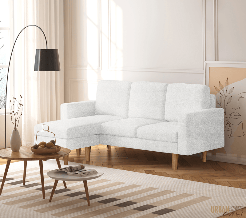 Urban Cali Sectional Sofa Hillsborough 76" Wide Boucle Sectional Sofa with Reversible Chaise - Available in 3 Colours
