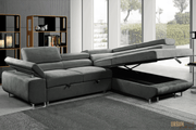 Urban Cali Sectional Sofa Hollywood Sleeper Sectional Sofa Bed with Adjustable Headrests and Storage Chaise in Ulani Cream