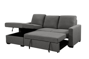 Urban Cali Sectional Sofa Left Facing Chaise Sausalito Sleeper Sectional Sofa Bed with Storage Chaise in Solis Dark Grey