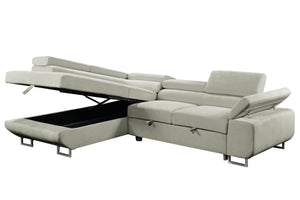 Urban Cali Sectional Sofa Light Taupe / Left Facing Chaise Hollywood Sleeper Sectional Sofa Bed with Adjustable Headrests and Storage Chaise - Available in 3 Colours