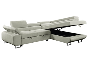 Urban Cali Sectional Sofa Light Taupe / Right Facing Chaise Hollywood Sleeper Sectional Sofa Bed with Adjustable Headrests and Storage Chaise - Available in 3 Colours