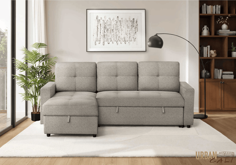 Urban Cali Sectional Sofa Venice 89.5" Wide Sleeper Sectional Sofa Bed with Reversible Storage Chaise - Available in 6 Colours