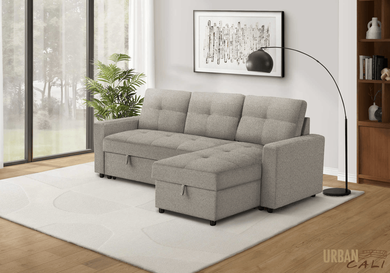 Urban Cali Sectional Sofa Venice 89.5" Wide Sleeper Sectional Sofa Bed with Reversible Storage Chaise - Available in 6 Colours