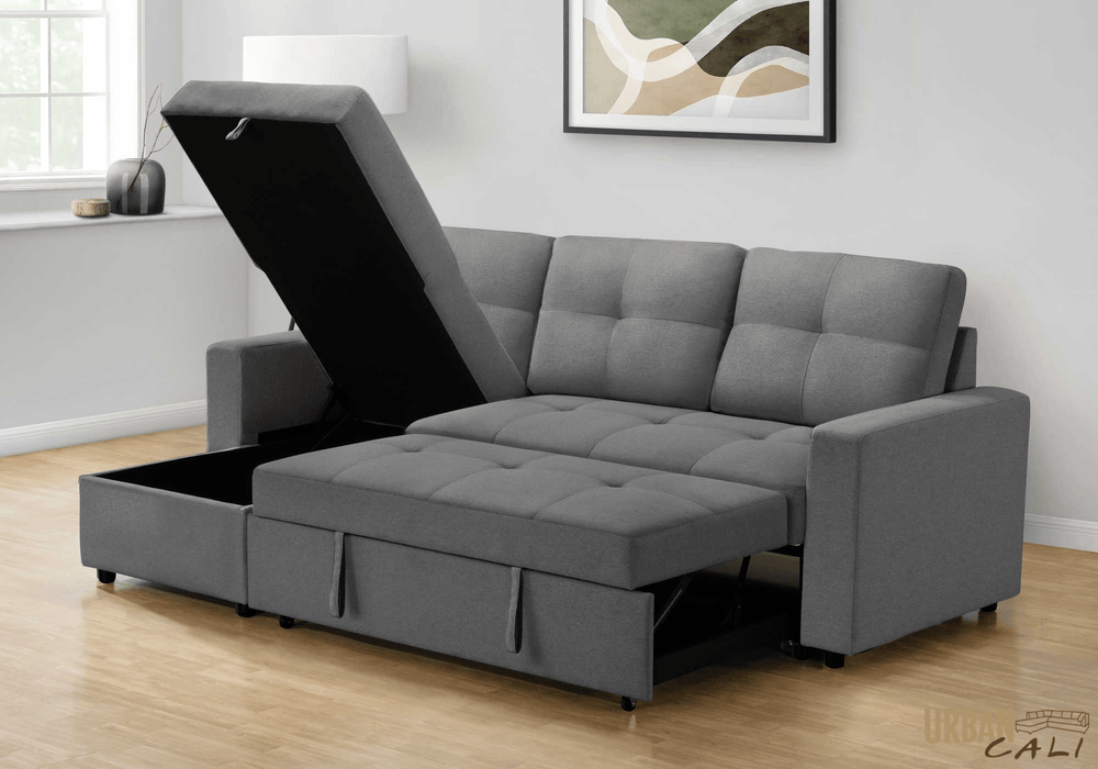 Urban Cali Sectional Sofa Venice Sleeper Sectional Sofa Bed with Reversible Storage Chaise - Available in 5 Colours