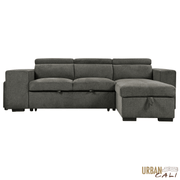Urban Cali Sectional Sonoma 103.5" Wide Sleeper Sectional Sofa Bed with Reversible Storage Chaise and 2 Stools - Available in 2 Colours