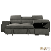 Urban Cali Sectional Sonoma 103.5" Wide Sleeper Sectional Sofa Bed with Reversible Storage Chaise and 2 Stools - Available in 2 Colours