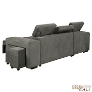 Urban Cali Sectional Sonoma 103.5" Wide Sleeper Sectional Sofa Bed with Reversible Storage Chaise and 2 Stools - Available in 2 Colours