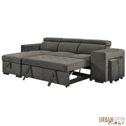 Urban Cali Sectional Sonoma 103.5" Wide Sleeper Sectional Sofa Bed with Reversible Storage Chaise and 2 Stools - Available in 2 Colours