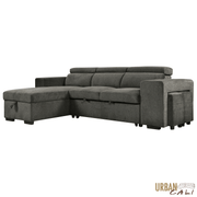 Urban Cali Sectional Sonoma 103.5" Wide Sleeper Sectional Sofa Bed with Reversible Storage Chaise and 2 Stools - Available in 2 Colours