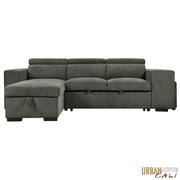 Urban Cali Sectional Sonoma 103.5" Wide Sleeper Sectional Sofa Bed with Reversible Storage Chaise and 2 Stools - Available in 2 Colours