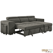 Urban Cali Sectional Sonoma 103.5" Wide Sleeper Sectional Sofa Bed with Reversible Storage Chaise and 2 Stools - Available in 2 Colours