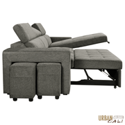 Urban Cali Sectional Sonoma 103.5" Wide Sleeper Sectional Sofa Bed with Reversible Storage Chaise and 2 Stools - Available in 2 Colours