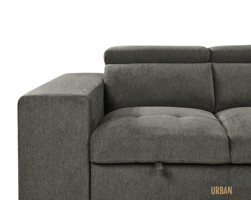 Urban Cali Sectional Sonoma 103.5" Wide Sleeper Sectional Sofa Bed with Reversible Storage Chaise and 2 Stools - Available in 2 Colours