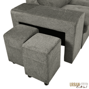 Urban Cali Sectional Sonoma 103.5" Wide Sleeper Sectional Sofa Bed with Reversible Storage Chaise and 2 Stools - Available in 2 Colours