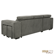 Urban Cali Sectional Sonoma 103.5" Wide Sleeper Sectional Sofa Bed with Reversible Storage Chaise and 2 Stools - Available in 2 Colours