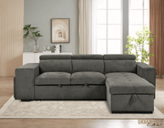 Urban Cali Sectional Sonoma 103.5" Wide Sleeper Sectional Sofa Bed with Reversible Storage Chaise and 2 Stools - Available in 2 Colours
