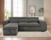 Urban Cali Sectional Sonoma 103.5" Wide Sleeper Sectional Sofa Bed with Reversible Storage Chaise and 2 Stools - Available in 2 Colours