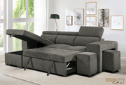 Urban Cali Sectional Sonoma 103.5" Wide Sleeper Sectional Sofa Bed with Reversible Storage Chaise and 2 Stools - Available in 2 Colours