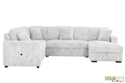 Urban Cali Sleeper Sectional Atherton 123.25" Wide Opulence Plush Minky Corduroy Large Sleeper Sectional Sofa Bed with Storage Chaise - Available in 2 Colours