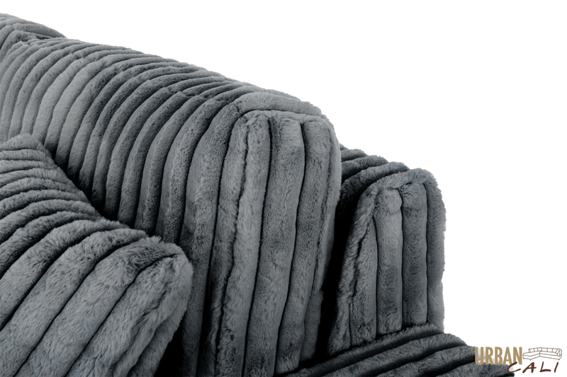 Urban Cali Sleeper Sectional Atherton 123.25" Wide Opulence Plush Minky Corduroy Large Sleeper Sectional Sofa Bed with Storage Chaise - Available in 2 Colours