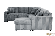 Urban Cali Sleeper Sectional Atherton 123.25" Wide Opulence Plush Minky Corduroy Large Sleeper Sectional Sofa Bed with Storage Chaise - Available in 2 Colours