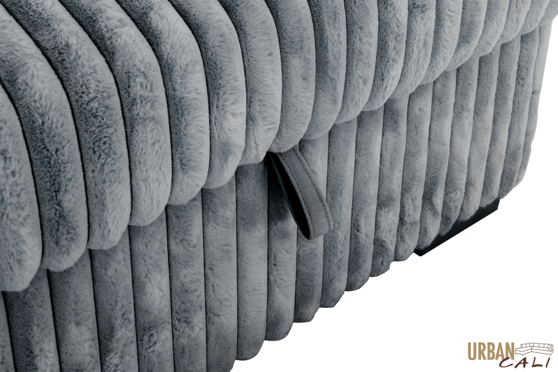 Urban Cali Sleeper Sectional Atherton 123.25" Wide Opulence Plush Minky Corduroy Large Sleeper Sectional Sofa Bed with Storage Chaise - Available in 2 Colours