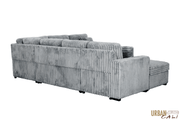 Urban Cali Sleeper Sectional Atherton 123.25" Wide Opulence Plush Minky Corduroy Large Sleeper Sectional Sofa Bed with Storage Chaise - Available in 2 Colours