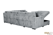 Urban Cali Sleeper Sectional Atherton 123.25" Wide Opulence Plush Minky Corduroy Large Sleeper Sectional Sofa Bed with Storage Chaise - Available in 2 Colours