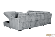 Urban Cali Sleeper Sectional Atherton 123.25" Wide Opulence Plush Minky Corduroy Large Sleeper Sectional Sofa Bed with Storage Chaise - Available in 2 Colours