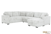 Urban Cali Sleeper Sectional Atherton Opulence Plush Light Grey Corduroy Large Sleeper Sectional Sofa Bed with Storage Chaise