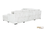 Urban Cali Sleeper Sectional Atherton Opulence Plush Light Grey Corduroy Large Sleeper Sectional Sofa Bed with Storage Chaise