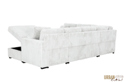 Urban Cali Sleeper Sectional Atherton Opulence Plush Light Grey Corduroy Large Sleeper Sectional Sofa Bed with Storage Chaise