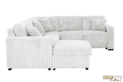 Urban Cali Sleeper Sectional Atherton Opulence Plush Light Grey Corduroy Large Sleeper Sectional Sofa Bed with Storage Chaise