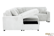 Urban Cali Sleeper Sectional Atherton Opulence Plush Light Grey Corduroy Large Sleeper Sectional Sofa Bed with Storage Chaise