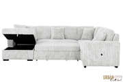 Urban Cali Sleeper Sectional Atherton Opulence Plush Light Grey Corduroy Large Sleeper Sectional Sofa Bed with Storage Chaise