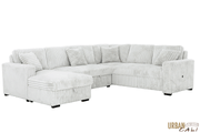 Urban Cali Sleeper Sectional Atherton Opulence Plush Light Grey Corduroy Large Sleeper Sectional Sofa Bed with Storage Chaise