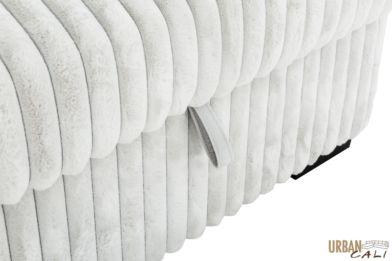 Urban Cali Sleeper Sectional Atherton Opulence Plush Light Grey Corduroy Large Sleeper Sectional Sofa Bed with Storage Chaise