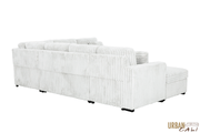 Urban Cali Sleeper Sectional Atherton Opulence Plush Light Grey Corduroy Large Sleeper Sectional Sofa Bed with Storage Chaise