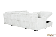 Urban Cali Sleeper Sectional Atherton Opulence Plush Light Grey Corduroy Large Sleeper Sectional Sofa Bed with Storage Chaise