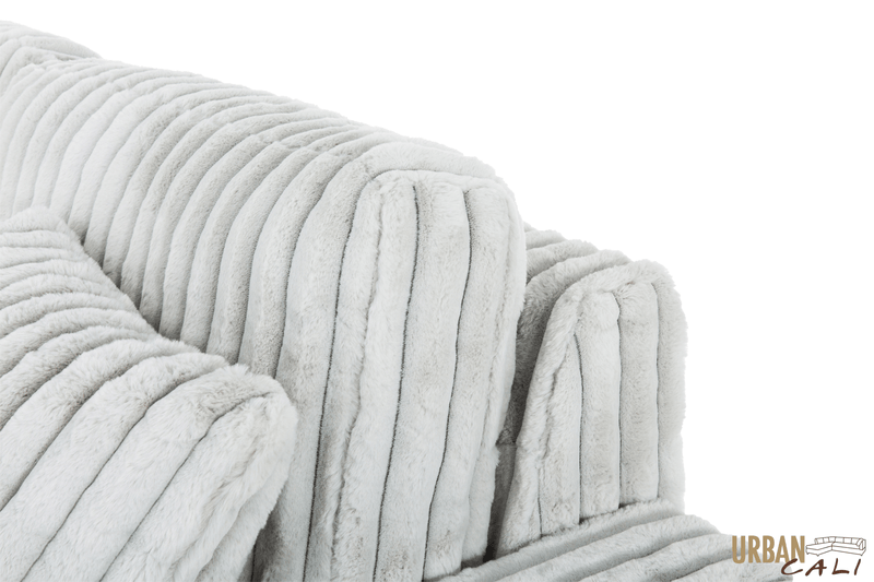 Urban Cali Sleeper Sectional Atherton Opulence Plush Light Grey Corduroy Large Sleeper Sectional Sofa Bed with Storage Chaise