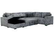 Urban Cali Sleeper Sectional Dark Grey / Left Facing Chaise Atherton 123.25" Wide Opulence Plush Minky Corduroy Large Sleeper Sectional Sofa Bed with Storage Chaise - Available in 2 Colours