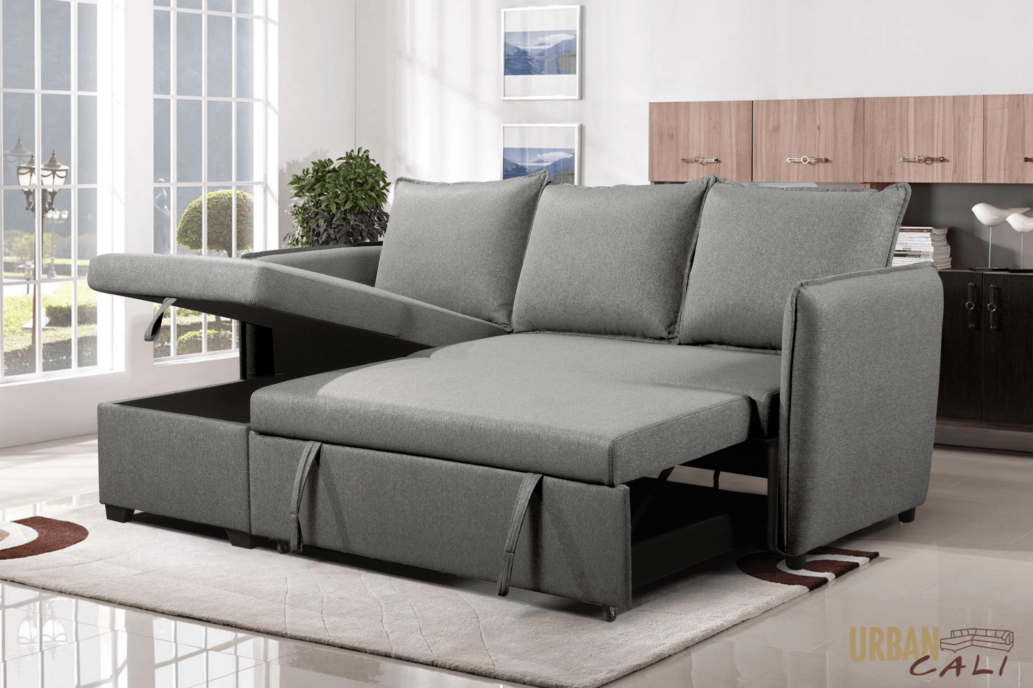Urban Cali Laguna Sleeper Sectional Sofa Bed with Reversible Storage