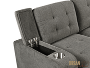Urban Cali Sleeper Sectional Lancaster 125" Wide U-Shaped Sleeper Sectional Sofa Bed with Storage Chaises in Belfast Charcoal