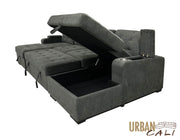 Urban Cali Sleeper Sectional Lancaster U-Shaped Sleeper Sectional Sofa Bed with Storage Chaises in Belfast Charcoal