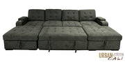 Urban Cali Sleeper Sectional Lancaster U-Shaped Sleeper Sectional Sofa Bed with Storage Chaises in Belfast Charcoal