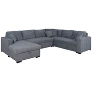 Urban Cali Sleeper Sectional Left Facing Chaise Atherton 123.25" Wide Large Sleeper Sectional Sofa Bed with Storage Chaise in Mecca Grey