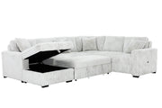 Urban Cali Sleeper Sectional Light Grey / Left Facing Chaise Atherton 123.25" Wide Opulence Plush Minky Corduroy Large Sleeper Sectional Sofa Bed with Storage Chaise - Available in 2 Colours