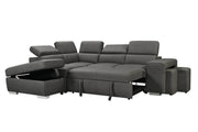 Urban Cali Sleeper Sectional Noble Cement / Left Facing Chaise Pasadena Large Sleeper Sectional Sofa Bed with Storage Ottoman and 2 Stools - Available in 3 Colours