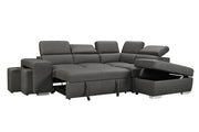 Urban Cali Sleeper Sectional Noble Cement / Right Facing Chaise Pasadena Large Sleeper Sectional Sofa Bed with Storage Ottoman and 2 Stools - Available in 3 Colours